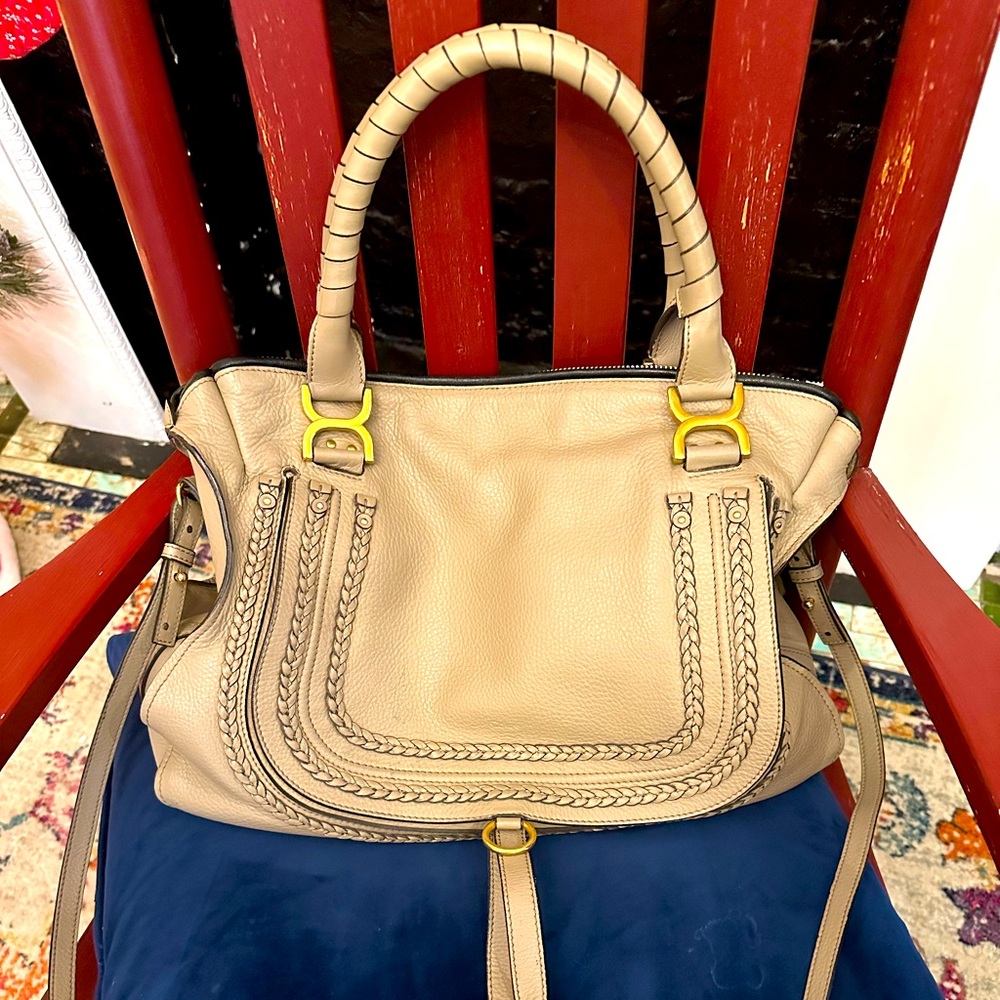 Large Gray Chloe Marcie handbag with strap